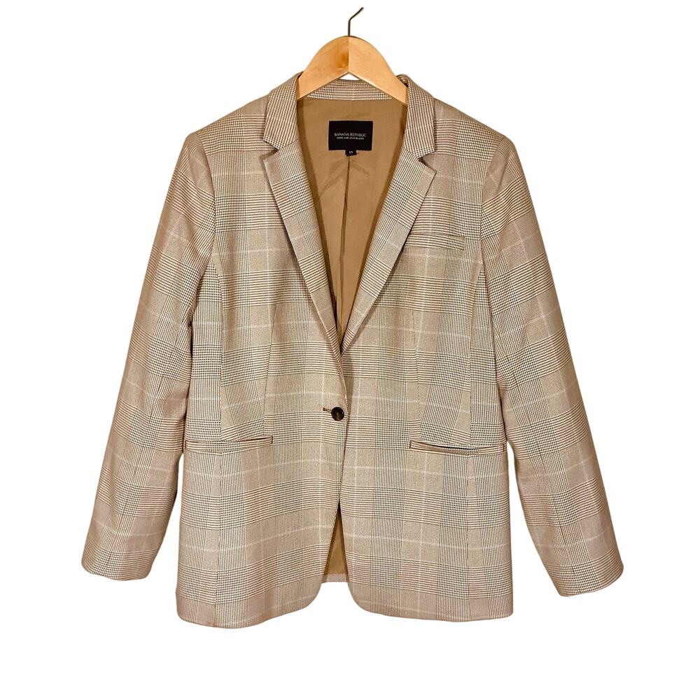 Banana Republic Classic Long & Lean Houndstooth Tailored Blazer Size 12